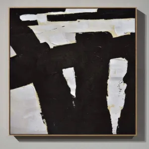 Abstract Art Black and White Minimalist Painting,Original Minimal Art Textured Painting on Canvas Contemporary Large Paintings