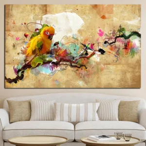 Abstract Artistic Paint Parrot Bird Canvas Painting Posters and Prints Wall Art Picture for Living Room Home Decoration Cuadros
