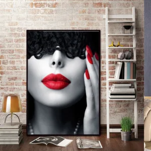 Abstract Black Red Lips Canvas Painting Sexy Woman Nordic Wall Pop Art Poster Prints Vogue Decoration Pictures Living Home Room