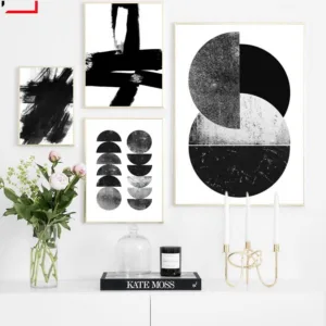 Abstract Black and White Art Print Scandinavian Poster Watercolor Modern Minimalist Canvas Painting Wall Picture for Living Room