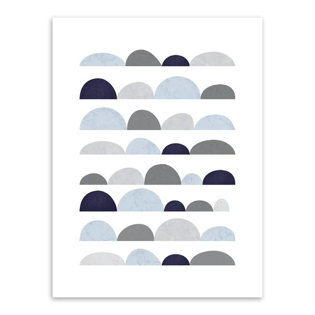 Abstract Blue Geometric Shape Art Vintage Print Poster Minimalist Hipster Wall Art Picture Nordic Home Decor Painting No Frame - Image 3
