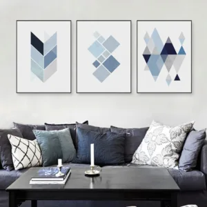 Abstract Blue Geometric Shape Art Vintage Print Poster Minimalist Hipster Wall Art Picture Nordic Home Decor Painting No Frame