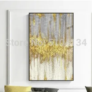 Abstract Bright gold Hand painting Canvas Art Modern Painting For LivingRoom Aisle Fashion Artistic Wall Decor