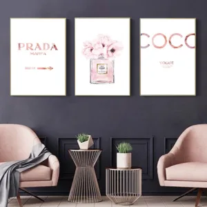 Abstract Canvas Painting Perfume Pink Peony Posters And Prints Quotes Perfume Bottle Painting Wall Pictures For Bedroom Decor