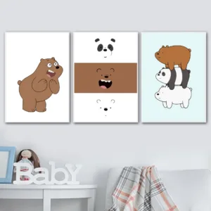 Abstract Cartoon Bear Panda Wall Art Canvas Painting Nordic Posters And Prints Animal Wall Pictures Baby Kids Room Nursery Decor