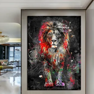 Abstract Colorful Lion Painting Modern Animal Wall Art Picture Cuadros for Artwork Poster Canvas Painting Home Decoration
