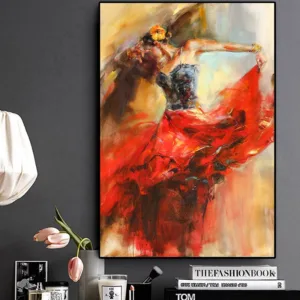Abstract  Dancing Ballerina Girl Oil Painting on Canvas Scandinavian Posters and Prints Wall Art Picture for Living Room Cuadros