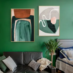 Abstract Define Geometry Canvas Painting Posters Prints Minimalist Green Wall Art Pictures For Living Room Bedroom Aisle Studio
