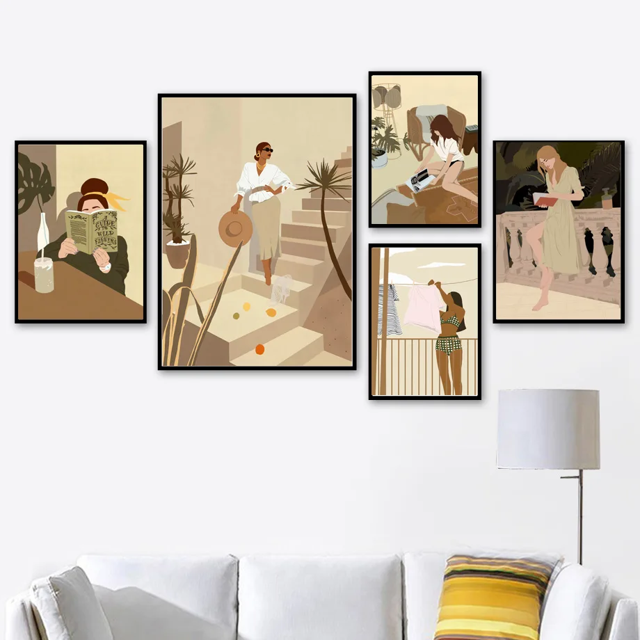 Abstract Fashion Girl Minimalist Wall Art Canvas Painting Nordic Vintage Posters And Prints Wall Pictures For Living Room Decor - Image 2