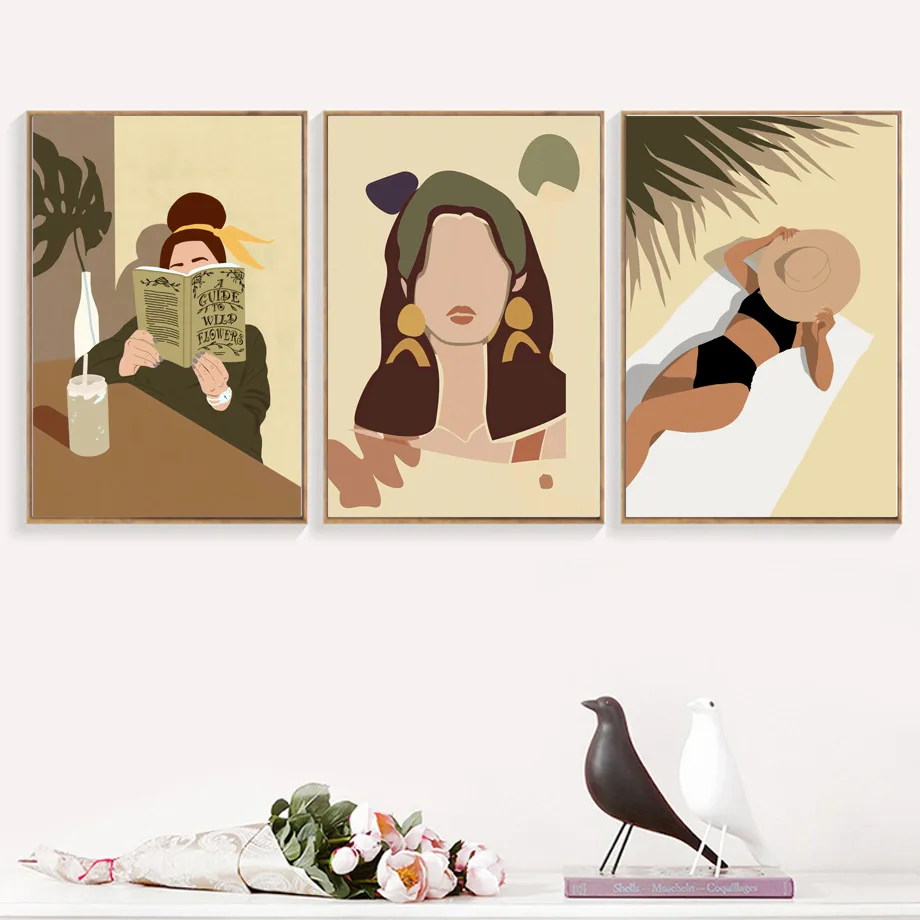 Abstract Fashion Girl Minimalist Wall Art Canvas Painting Nordic Vintage Posters And Prints Wall Pictures For Living Room Decor - Image 3
