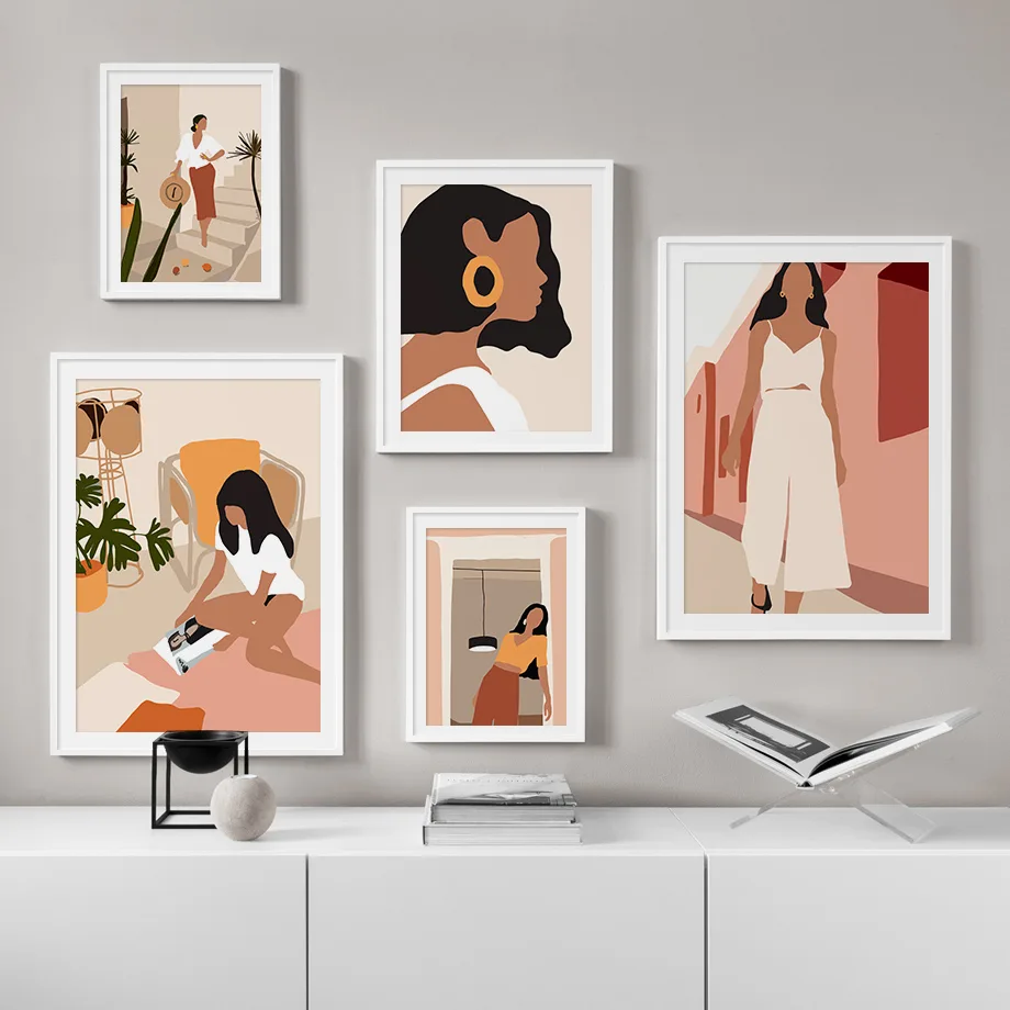 Abstract Fashion Vintage Girl Minimalist Wall Art Canvas Painting Nordic Posters And Prints Wall Pictures For Living Room Decor - Image 3