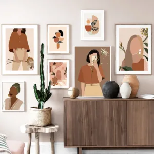 Abstract Fashion Vintage Girl Plant Wall Art Canvas Painting Nordic Posters And Prints Wall Pictures For Living Room Decor