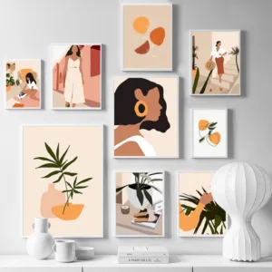 Abstract Fashion Vintage Girl Wall Art Canvas Painting Nordic Posters and Prints Wall Pictures for Living Room Home Decor