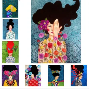 Abstract Flowers Girl Hair Wall Art Canvas Painting Bird Nordic Poster Art Prints Wall Pictures For Living Room Vintage Unframed