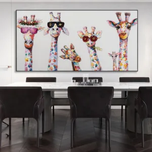Abstract Giraffe Family Graffiti Art Canvas Paintings On the Wall Art Posters And Prints Animals Street Art Picture For Kid Room