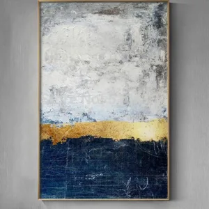 Abstract Gold Foil White Block Canvas Painting Fashion Big Wall Art Picture For Living Room  Modern Home Decor