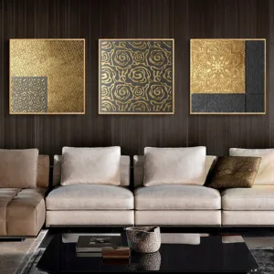 Abstract Gold Geometry Nordic Canvas Painting Picture Home Decor