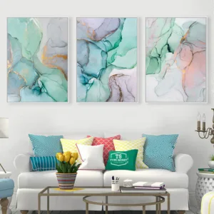 Abstract Golden Canvas Poster Pop Art Canvas Paintings For Living Room Wall Green Stone Scandinavian Painting Posters And Prints
