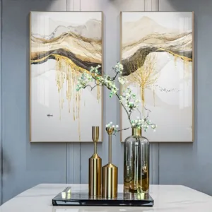 Abstract Golden Sun Canvas Painting Flowing Big Paint Posters Prints Fashion Tableaux Living Room Nordic Wall Art Decor Tableaux