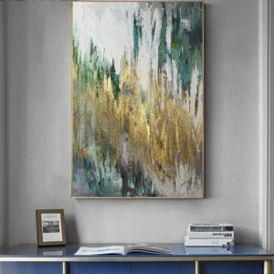 Abstract Green Yellow Paint Painting Modern Canvas Art Fashion Wall Pictures for Living Room Big Green Posters Prints