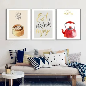 Abstract Home Decoration Posters Chinese Restaurant Dumplings Foods Hd Print Canvas Painting Wall Art Picture for Kitchen Room