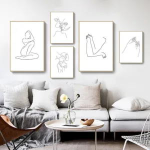 Abstract Lady Line Body Figure Picture Home Decor Nordic Canvas Painting Wall Art Minimalist Posters and Prints for Girl Bedroom