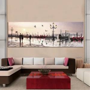 Abstract Landscape Posters and Prints Wall Art Canvas Painting Lovers and City View Oil Painting Pictures for Living Room Decor