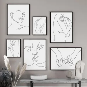 Abstract Line Body Art kiss Sweet Love Wall Art Canvas Painting Nordic Posters And Prints Wall Pictures For Living Room Decor
