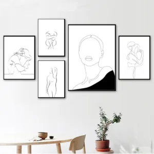 Abstract Line Drawing Love Girl Figure Wall Art Canvas Painting Nordic Posters And Prints Wall Pictures For Living Room Decor