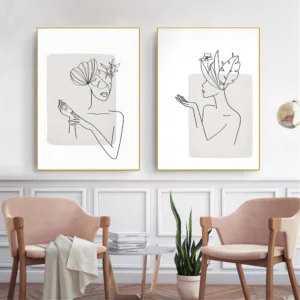 Abstract Line Drawing Poster Woman Body Canvas Picture Minimalist Art Painting Figure Flower Posters And Prints Room Wall Decor