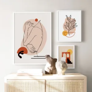Abstract Line Figures Face Color Blocks Nordic Posters And Prints Wall Art Canvas Painting Wall Pictures For Living Room Decor
