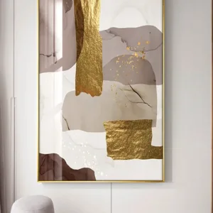 Abstract Marble Canvas Print Paintings Brown gold foil Poster Morden Wall Art Pictures on Canvas Living Room Office Home Decor
