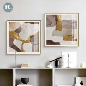 Abstract Marble Canvas Print Paintings Brown gold foil Poster Nordic Wall Art Pictures on Canvas Living Room Office Home Decor