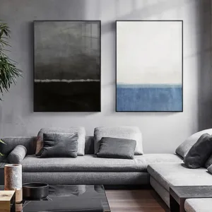 Abstract Minimalist Style black and white Canvas Painting Posters Print Blue wall art pictures For Living Room Aisle Wall Decor