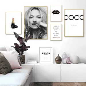 Abstract Modern Fashion  COCO Canvas Painting Black White Salon Posters Prints Nordic Wall Art Pictures Living Room Home Decor