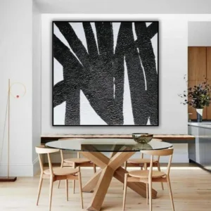 Abstract Painting Black And White Painting Mid Century Modern Ar