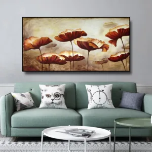 Abstract Painting Lotus Pond Scenery Canvas Painting & Calli