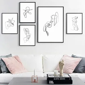 Abstract Painting One Line Art Sexy Girl Canvas Painting Poster And Print Living Room Salon Wall Art Picture For Home Decoration