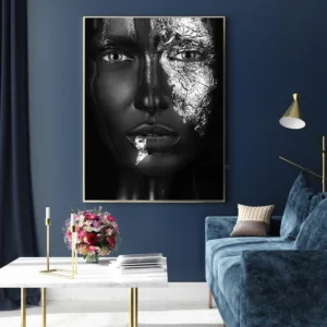 Abstract Painting Print on Canvas African Black and Silver Woman Poster Wall Art Pictures for Living Room Home Decor