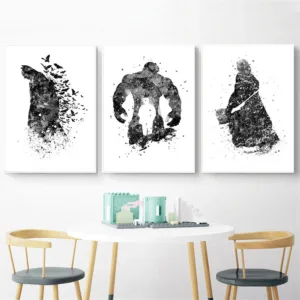 Abstract Painting Super Hero Superman Hulk Black and White Wall