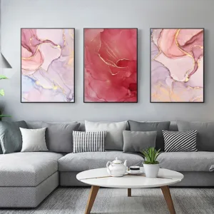 Abstract Pink Purple Ink Wall Art Canvas Painting Abstract Nordi