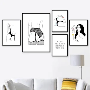 Abstract Sexy Girl Lace Rose Wall Art Canvas Painting Nordic Posters And Prints Black White Wall Pictures For Living Room Decor