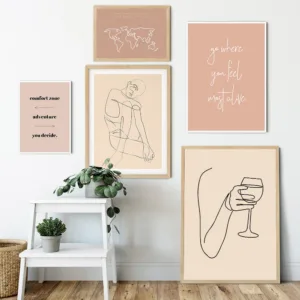Abstract Woman Body Canvas Picture Line Art Drawing Print Toast World Map Minimalist Painting Quotes Wall Poster Boho Home Decor