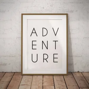 Adventure Wall Art Travel Gift Canvas Print , Black and White Travel Adventure Poster Typography Print Modern Wall Decor