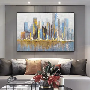 American Abstract Decorative Painting The Living Room Luxury Atmosphere Banner Light City Building Backdrop Minimalist Pure Hand