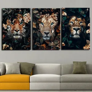 Animal Art Posters Tiger Lions Jungle Wall Art Canvas Painting Prints Home Wall Pictures for Living Room Home Cuadros Decoration