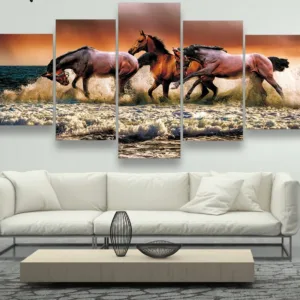 Animals Canvas Wall Art Modular Horse Pictures Home Decor 5 Pieces Paintings Living Room HD Printed Animation Posters No Frame