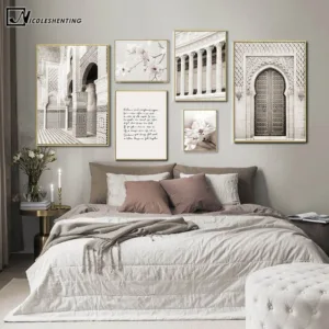 Arab Mosque Morocco Building Canvas Painting Islamic Vintage Poster Religion Landscape Print Wall Art Picture Home Decoration