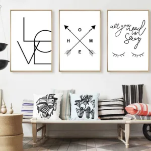 Arrow LOVE Quote Eyelash Wall Art Canvas Painting Nordic Posters And Prints Black White Wall Pictures For Living Room Home Decor