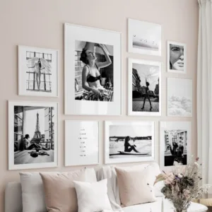 Fashion Girl Print Canvas Painting Black and White Wall Art Nordic Minimalist Posters Wall Pictures for Living Room Decor